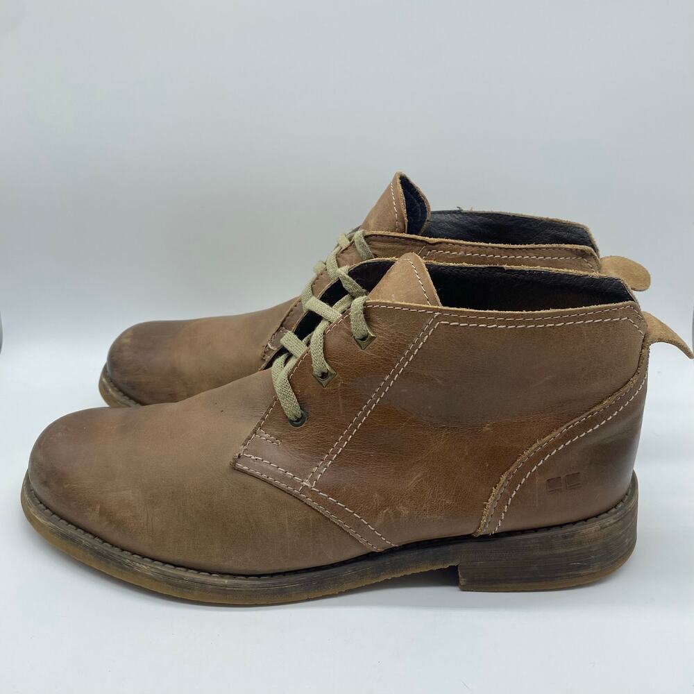BedStu Brown Leather Chukka Boots Lace-Up Minimalist Casual Men's size 10